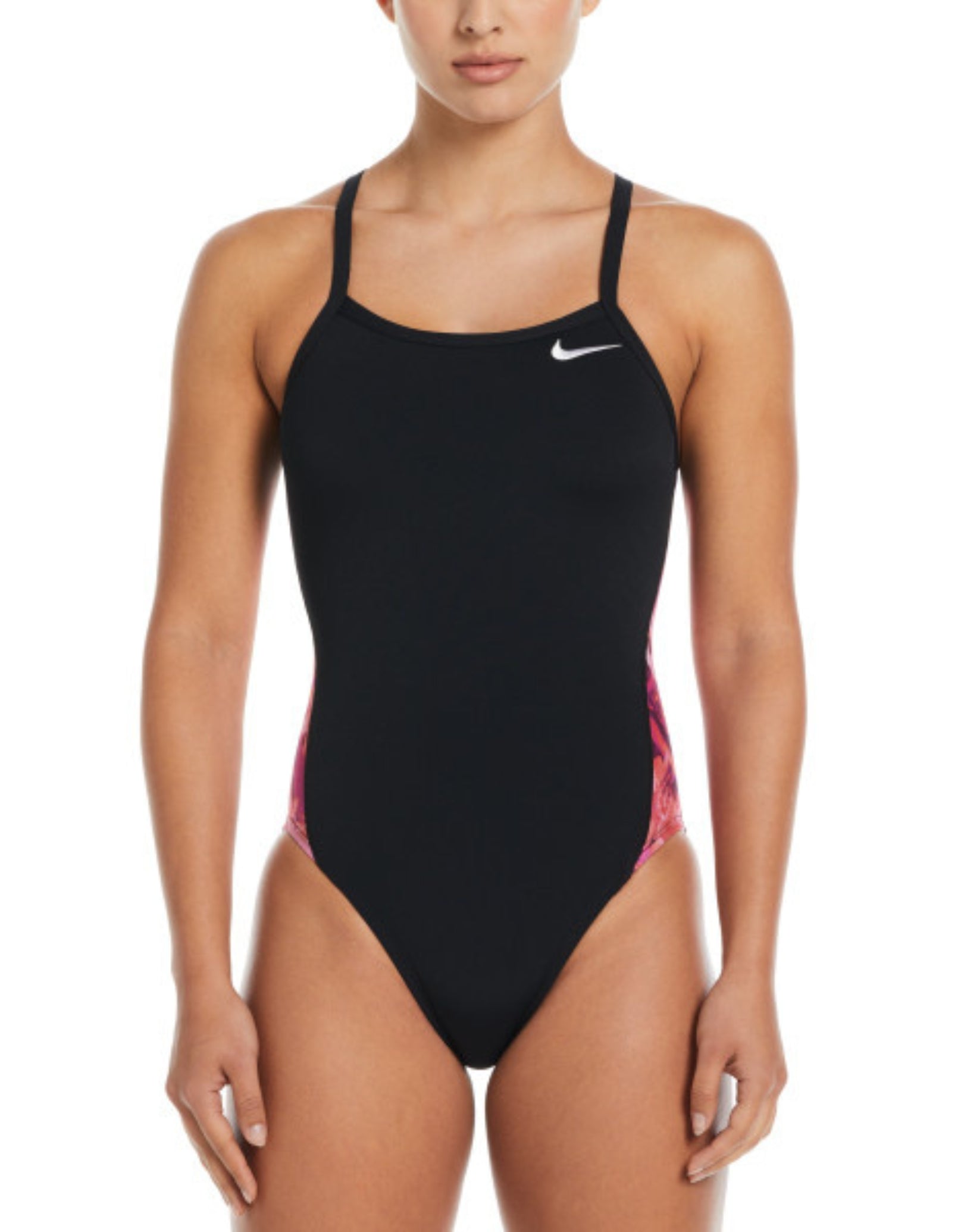 Nike Hydrastrong Multi Print Racerback Splice Swimsuit Black Red Simply Swim Simply Swim UK