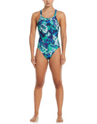 Nike - Hydrastrong Multi Print Fastback Swimsuit - Midnight Navy - Model Front Full Body