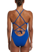 Nike - Lace Up Tie Back Swimsuit - Game Royal - Model Back