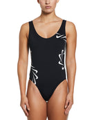 Nike - Logo U-Back Swimsuit - Black/White - Model Front