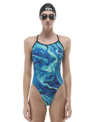 TYR - Olea Durafast Elite Trinityfit Swimsuit - Blue/Green - Model Front