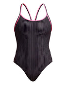 Funkita - Pin Stripe Diamond Secure Back (Period Proof) Swimsuit - Black/Pink - Product Front