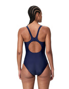 Speedo - Placement Muscleback Swimsuit - Navy/Light Blue - Model Back
