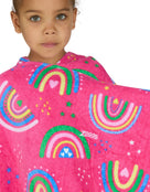 Zoggs - Rainbow Magenta Kids Poncho Hooded Towel Robe - Pink - Age 3-5 - Model Front Close Up