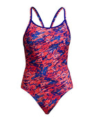 Funkita - Ruff Stuff Diamond Secure Back (Period Proof) Swimsuit - Coral/Blue - Product Front