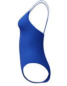 Solid V Neck Swimsuit - Blue