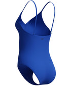 Solid V Neck Swimsuit - Blue