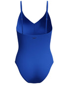 Solid V Neck Swimsuit - Blue