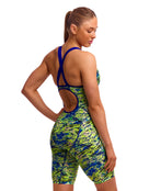 Funkita - Scaled Back Fast Training One Piece Legsuit - Green/Blue - Model Side/Back