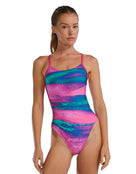 TYR - Diffusion Durafast Elite Cutoutfir Swimsuit - Plasma Gold/Multi/Rainbow - Model Front