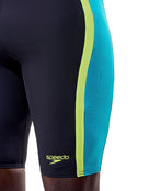 Speedo - Solid Splice Swim Jammer - Black/Green - Model Side Close Up