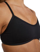 TYR - Solid Durafast Elite Trinity Swim Top - Black - Model Side/Front Close Up