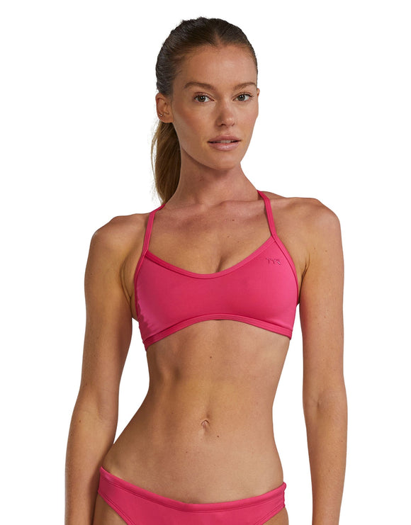 TYR - Solid Durafast Elite Trinity Top - Fuchsia Pink - Model Front