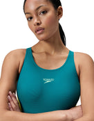 Speedo - Colourblock 2.0 Swimsuit - Green - Model Front Close Up