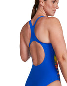 Speedo - Womens Digital Placement Medalist Swimsuit - Blue/Pink - Model Back Close Up