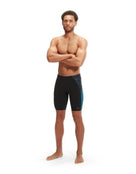 Speedo - Endurance+ Max Splice Swim Jammer - Black/Teal Blue - Model Front Full Body with Pose