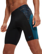 Speedo - Endurance+ Max Splice Swim Jammer - Black/Teal Blue - Model Side Close Up