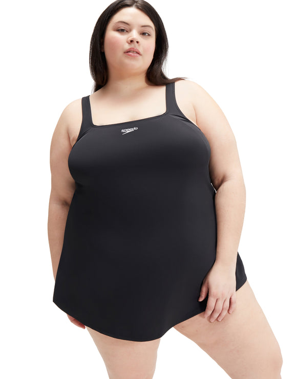 Speedo - Essential Swim Dress - Black/Plus Size - Model Front