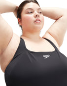 Speedo - Essential Swim Dress - Black/Plus Size - Model Front Close Up