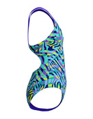 Speedo - Girls Digital Allover Splashback Swimsuit - Blue/Purple - Product Side