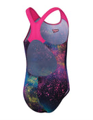 Speedo - Girls Digital Allover Splashback Swimsuit - Black/Pink - Product Back