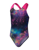 Speedo - Girls Digital Allover Splashback Swimsuit - Black/Pink - Product Front