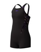 Girls Hyperboom Splice Legsuit - Black/Purple/Peach Orange