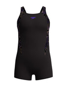 Girls Hyperboom Splice Legsuit - Black/Purple/Peach Orange
