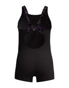 Girls Hyperboom Splice Legsuit - Black/Purple/Peach Orange