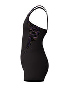 Girls Hyperboom Splice Legsuit - Black/Purple/Peach Orange