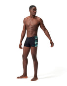Speedo - Hyperboom Panel Aquashort - Black/Aquamarine Blue - Model Front/Side