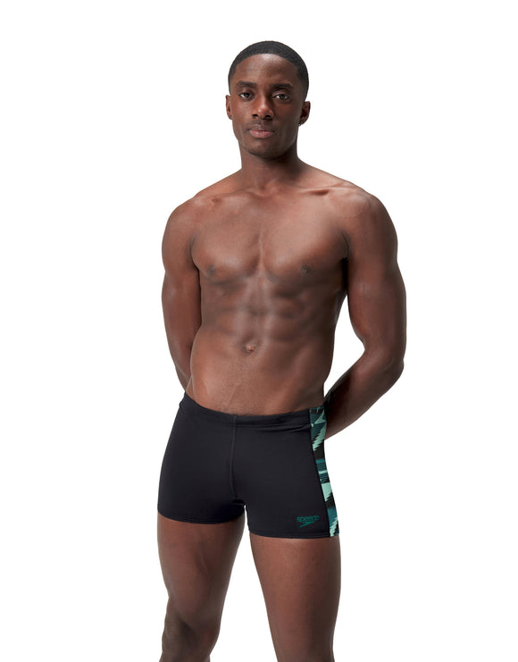 Speedo - Hyperboom Panel Aquashort - Black/Aquamarine Blue - Model Front