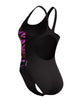 Speedo - Hyperboom Placement Muscleback Swimsuit - Black/Coral Pink - Product Front/Side