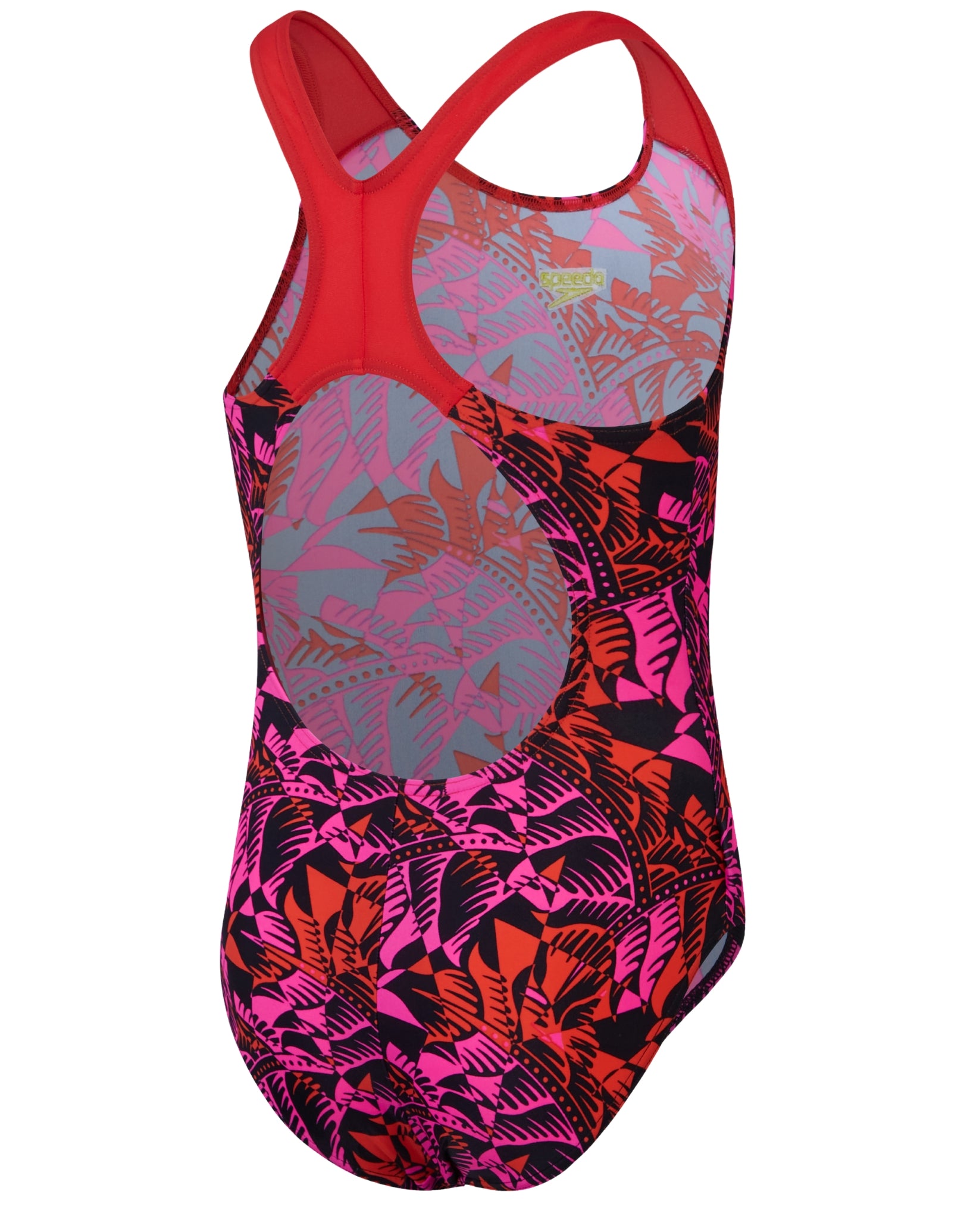 Speedo Girls Placement Allover Splashback Swimsuit- Black/Pink, Simply Swim