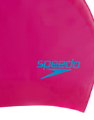 Speedo - Junior Long Hair Silicone Swim Cap - Pink/Blue - Logo
