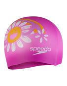 Speedo - Junior Slogan Print Silicone Swim Cap - Purple/Orange - Product back