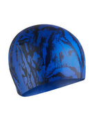 Speedo - Long Hair Printed Swim Cap - Blue/Navy - Product Back