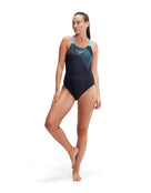 Speedo - Medley Logo Medalist Swimsuit - Navy/Blue - Model Front Full Body