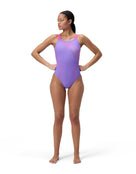 Speedo - Medley Logo Swimsuit - Purple/Pink - Model Front Full Body