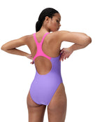 Speedo - Medley Logo Swimsuit - Purple/Pink - Model Back