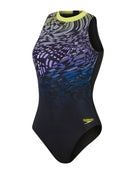 Speedo - Placement Hydrasuit Swimsuit -Black/Purple - Product Front