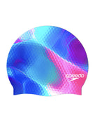 Printed Silicone Swimming Cap - Blue/Pink