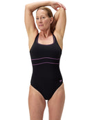 Speedo - Shaping Contour Eclipse Swimsuit - Black/Pink - Model Front