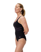 Speedo - Shaping Contour Eclipse Swimsuit - Black/Pink - Model Side
