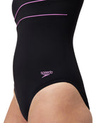 Speedo - Shaping Contour Eclipse Swimsuit - Black/Pink - Model Side Close Up