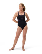 Speedo - Shaping Contour Eclipse Swimsuit - Black/Pink - Model Front Full Body