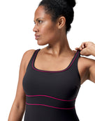 Speedo - Shaping ContourEclipse Swimsuit - Black/Pink - Model Front Close Up