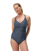 Speedo - Shaping V Neck Swimsuit - Grey - Model Front