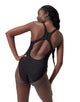 Speedo - Solid Highneck Crossback Swimsuit - Dark Grey - Model Front