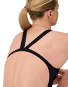 Speedo - Solid Leaderback Swimsuit - Black - Model Back